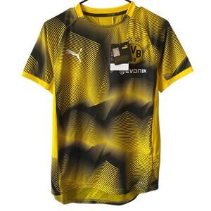 NEW PUMA Junior's BVB Stadium Graphic Jersey with Sponsor Logo Cyber Yellow XL